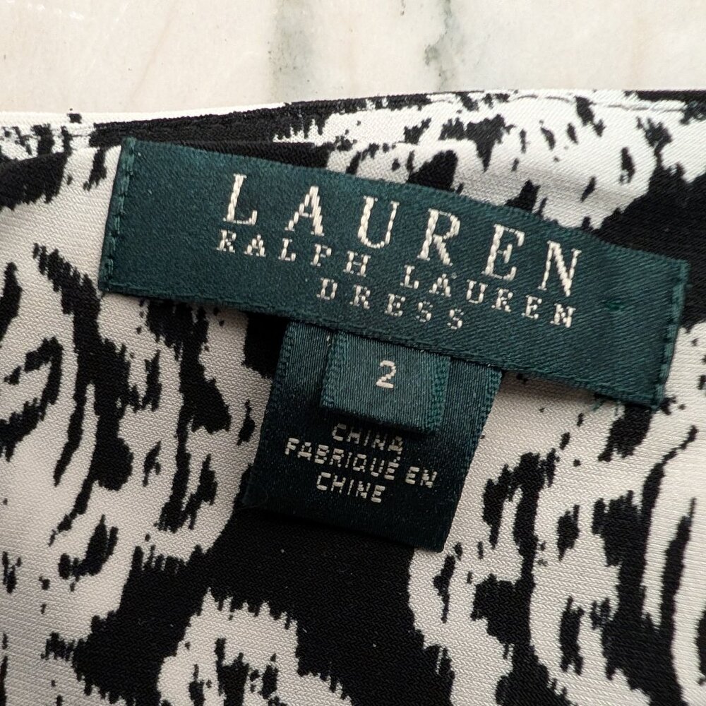 Lauren Ralph Lauren Black and White Floral Dress with 3/4 Sleeve- Size 2 - Picture 8 of 8